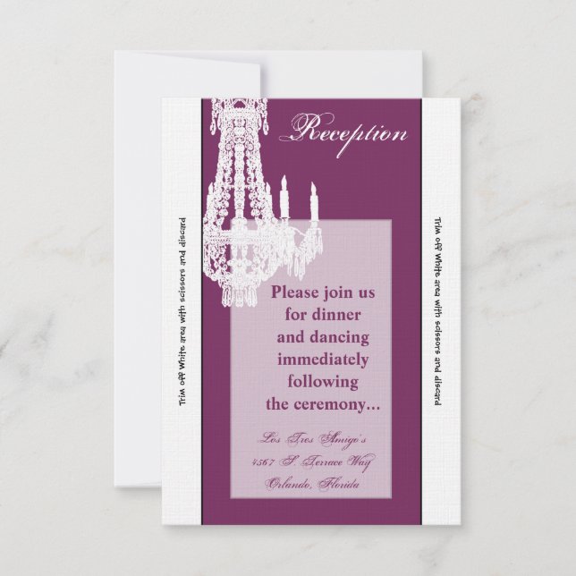 3.5x7 Reception Card Crystal Chandelier Glitz Glam (Front)