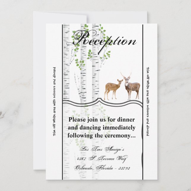 3.5x7 Reception Card Deer Doe Buck Forest Woodland (Front)