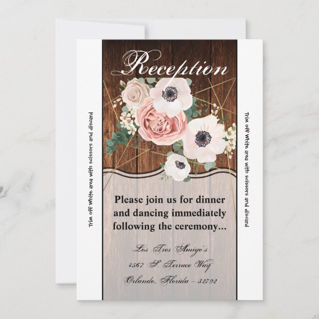 3.5x7 Reception Card Geometric Country Barn Wood (Front)