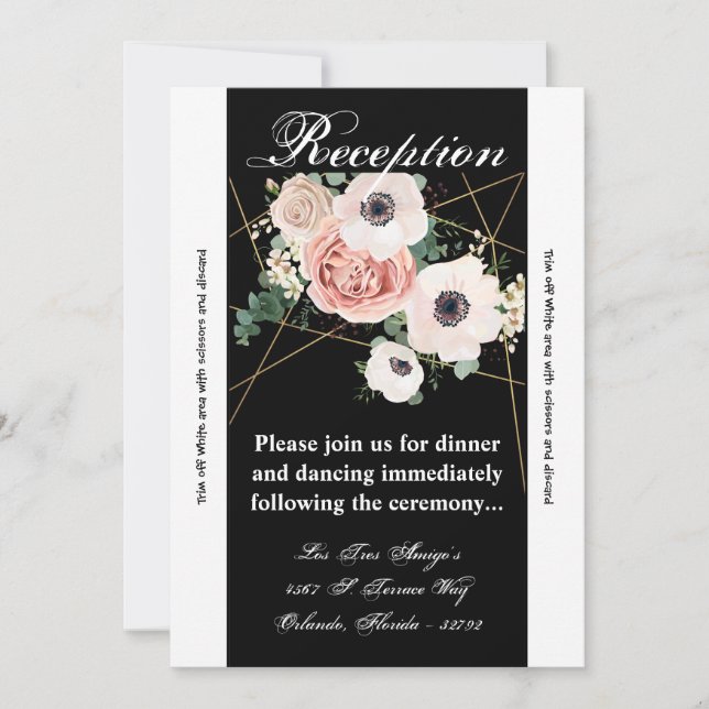3.5x7 Reception Card Geometric Garden Rose Black (Front)
