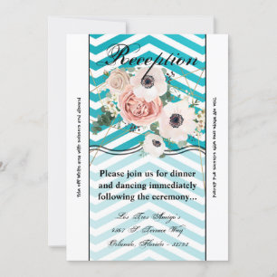 3.5x7 Reception Card Geometric Rose Chevron Teal Z