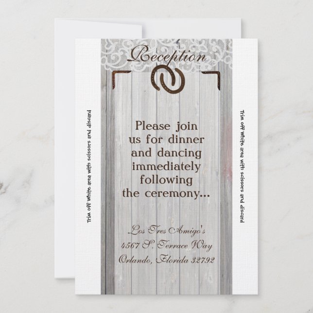 3.5x7 Reception Card Horse Shoes Wood (Front)