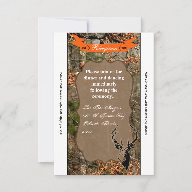 3.5x7 Reception Card Hunting Deer Buck Head Camo (Front)
