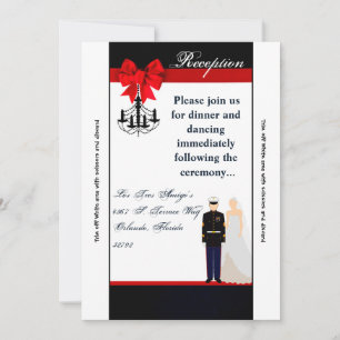 3.5x7 Reception Card Marine Uniform Groom Bride