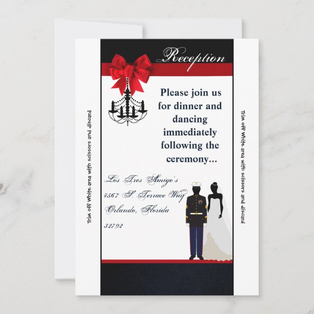 3.5x7 Reception Card Marine Uniform Groom Bride (Front)