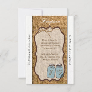 3.5x7 Reception Card Mason Jar Burlap Country Rust