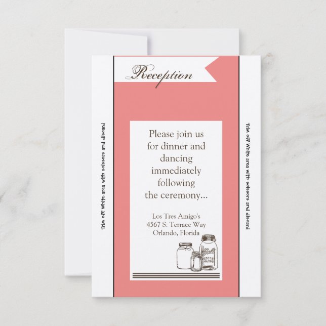 3.5x7 Reception Card Mason Jar Country Rustic Vase (Front)