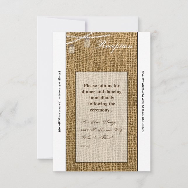 3.5x7 Reception Card Mason Jar String Lights Burla (Front)