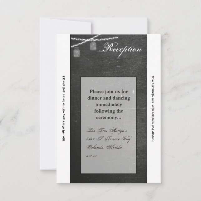 3.5x7 Reception Card Mason Jar String Lights Chalk (Front)