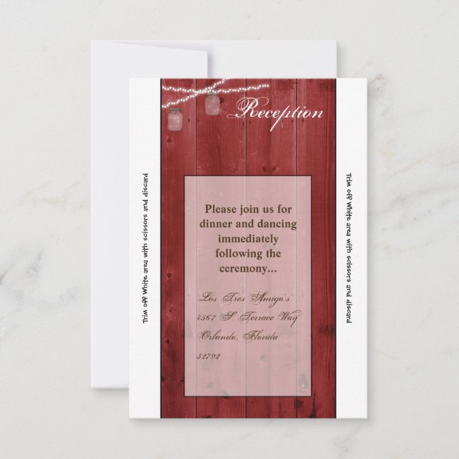 3.5x7 Reception Card Mason Jar String Lights Wood (Front)