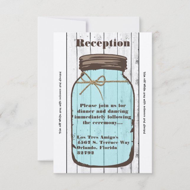 3.5x7 Reception Card Mason Jar Wood Country Rustic (Front)