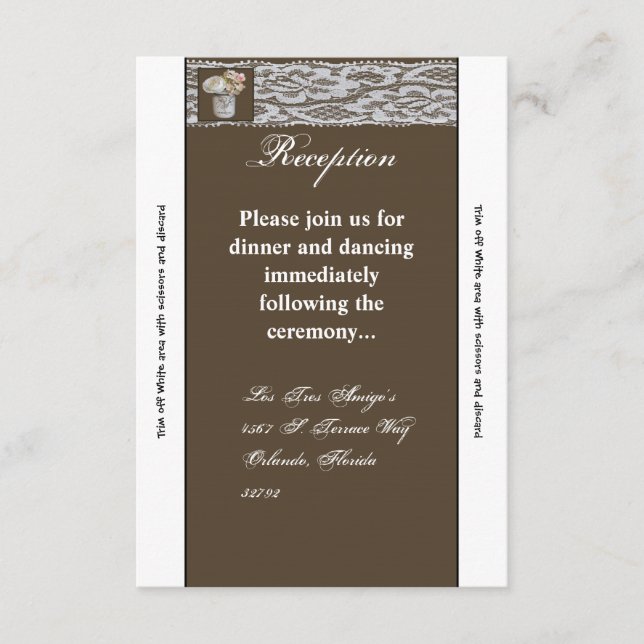 3.5x7 Reception Card Mason Jars with Roses (Front)