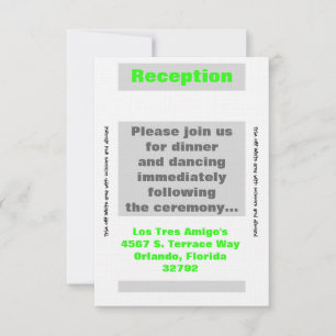 3.5x7 Reception Card Modern Neon Stripe Green