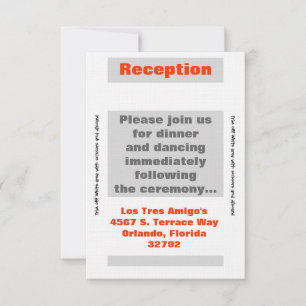 3.5x7 Reception Card Modern Neon Stripe Orange