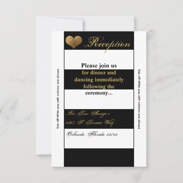 3.5x7 Reception Card Modern Stripe Black White Con (Front)