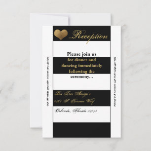 3.5x7 Reception Card Modern Stripe Black White Con