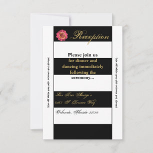 3.5x7 Reception Card Modern Stripe Black White Con
