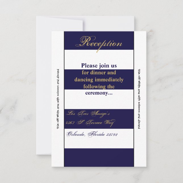 3.5x7 Reception Card Modern Stripe Navy White Con (Front)