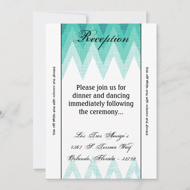 3.5x7 Reception Card Ombre Chevron Teal (Front)