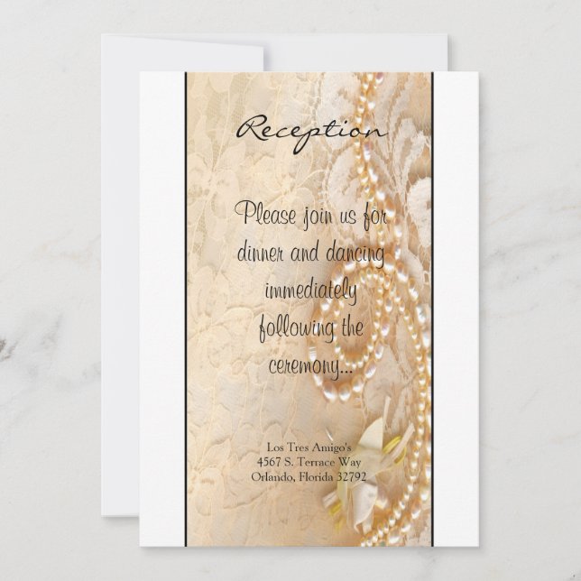 3.5x7 Reception Card Pearl & Lace (Front)