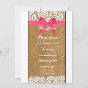 3.5x7 Reception Card Pink Burlap Lace