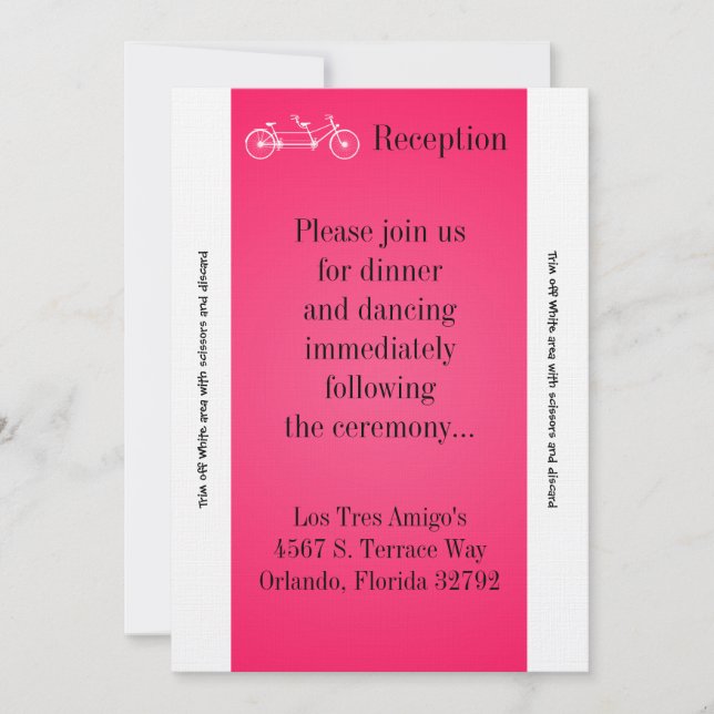 3.5x7 Reception Card Pink Double Bike (Front)
