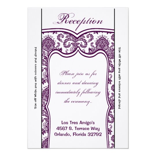 3.5x7 Reception Card Plum Purple Damask