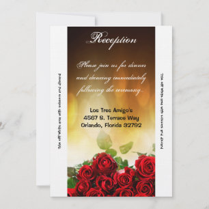 3.5x7 Reception Card Red Rose Bouquet Bridal Flowe