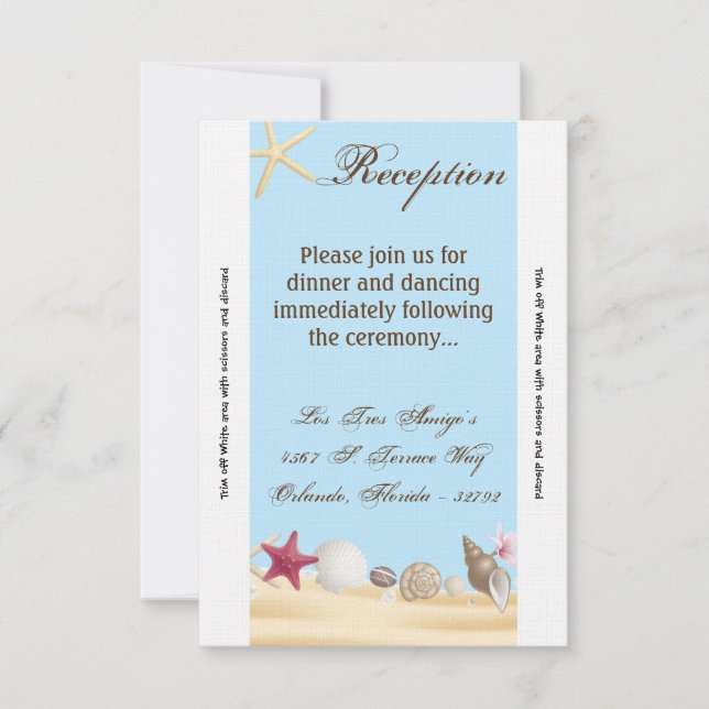 3.5x7 Reception Card Sea Shells Beach Sand Ocean (Front)