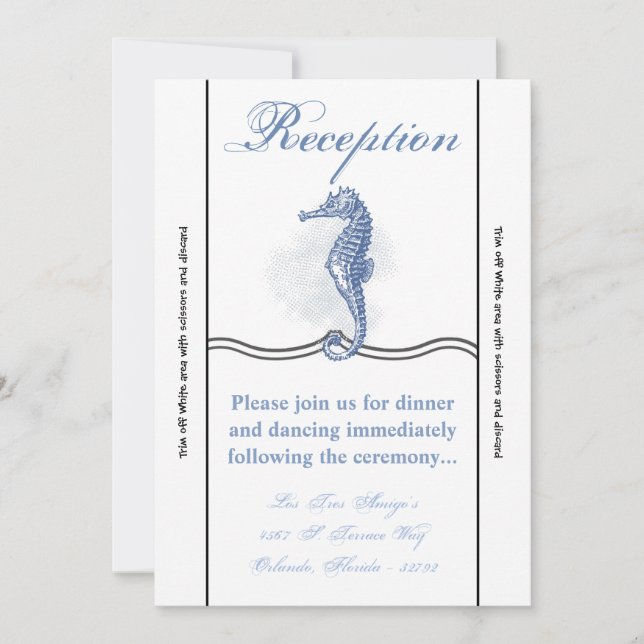 3.5x7 Reception Card Seahorse Ocean Beach Water (Front)