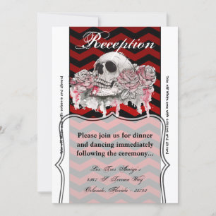 3.5x7 Reception Card skull Rose Gothic Chevron red