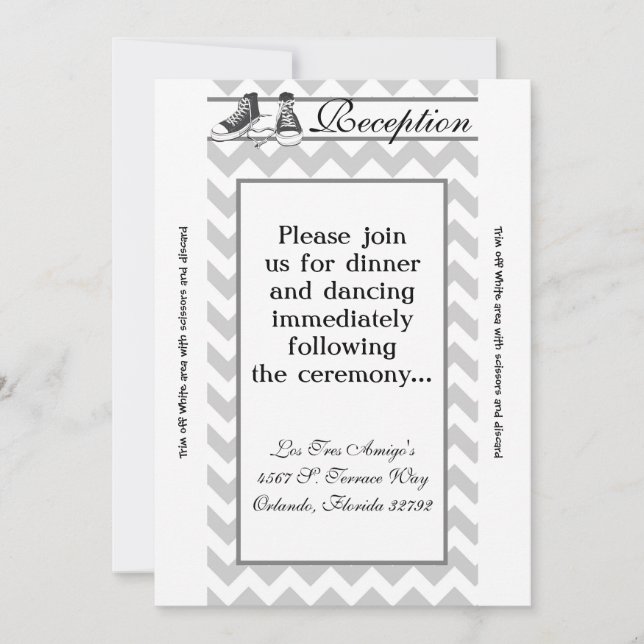 3.5x7 Reception Card Teenage Sneakers Chevron (Front)