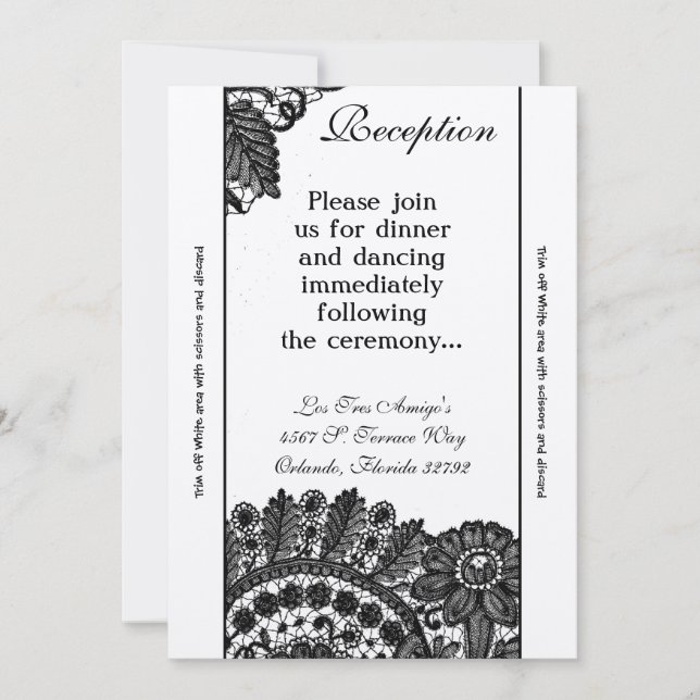 3.5x7 Reception Card Vintage Black Lace Doilies (Front)