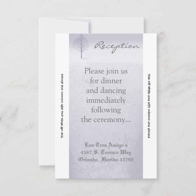 3.5x7 Reception Card Winter Wonderland Trees Snow (Front)