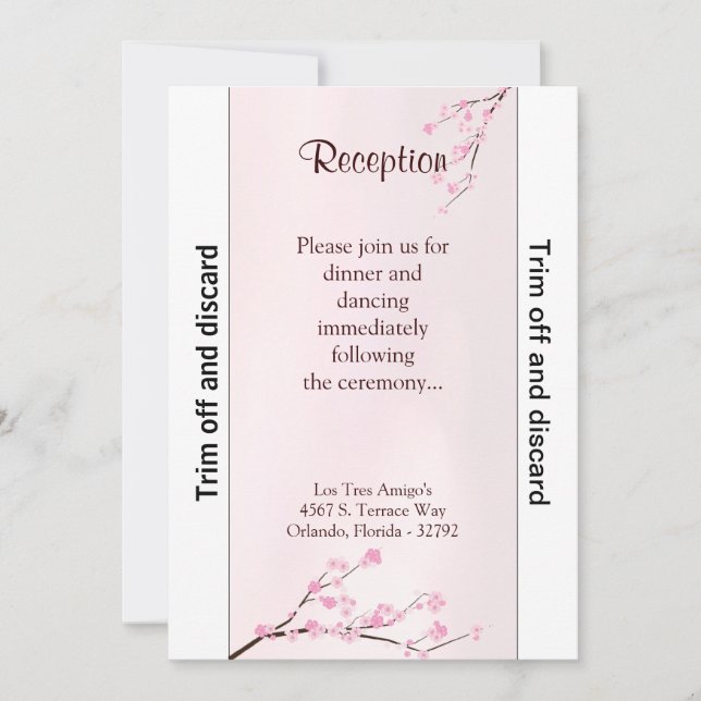 3.5x7 Reception Pink Cherry Blossom Invitation (Front)