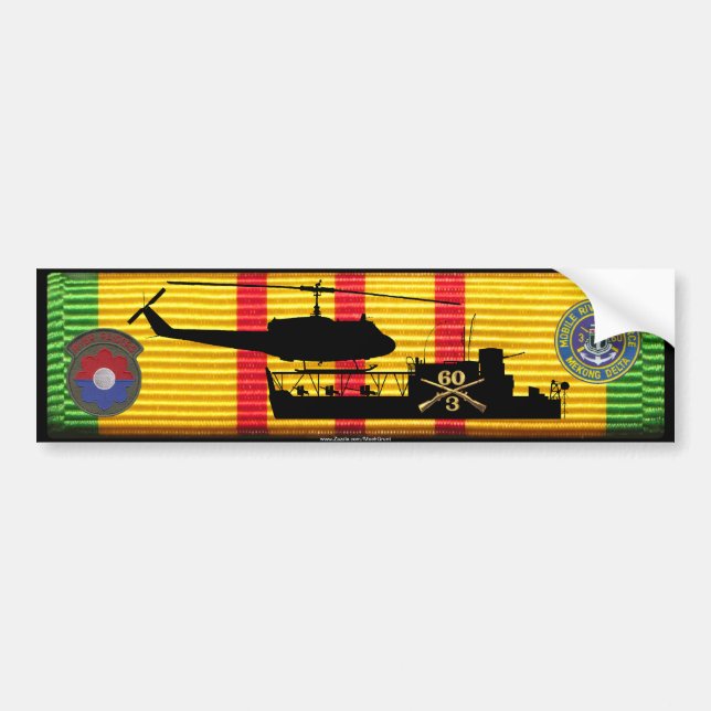 3/60th Inf ATC(H) & UH1 on VSM Ribbon Bumper Sticker (Front)