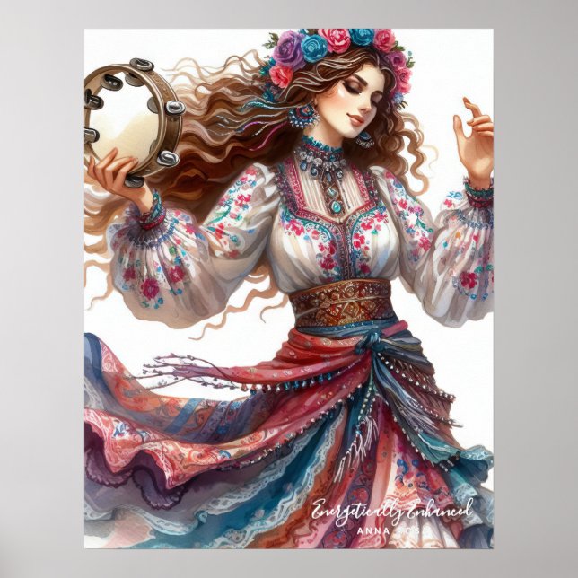*~*  3 A100 Psychic Boho Gypsy Tambourine Dancer Poster (Front)