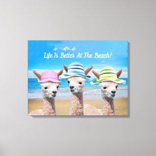 3 Alpacas Life Is Better At The Beach! DIY, Canvas