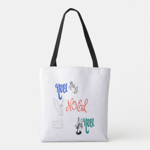 3 Angels Blowing Trumpet Praying Noel Tote Bag