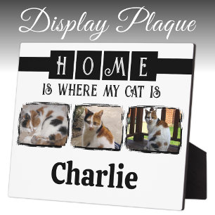 3 animal pet photo collage white black plaque
