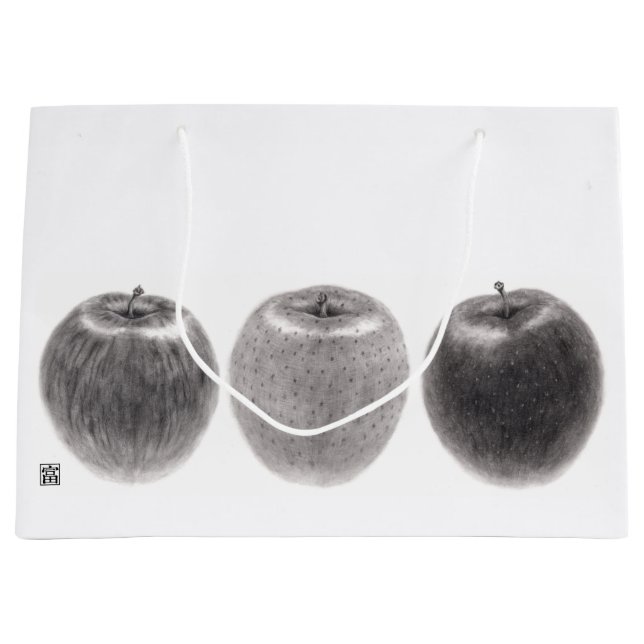 3 apples side by side large gift bag (Front)