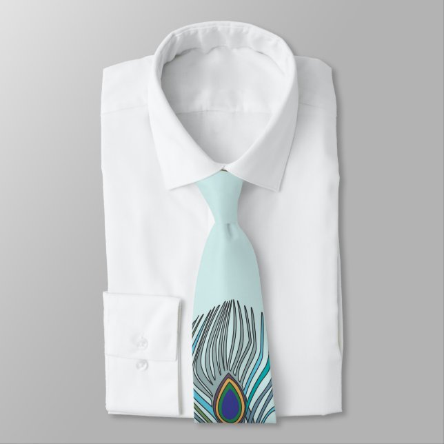 3 AquaFeathers Peacock Tie 4 Weddings OR Anytime (Tied)