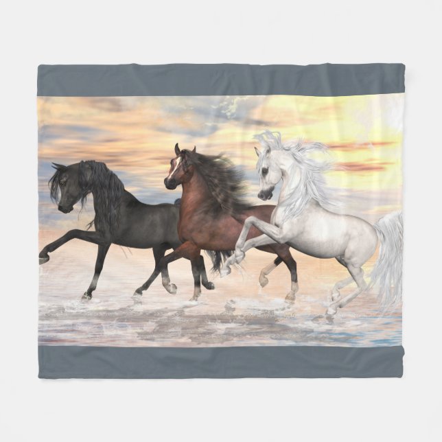 3 Arabians Fleece Blanket, 50"x60" (Front (Horizontal))