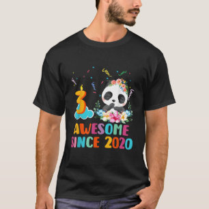 3 Awesome Since 2020 3Rd Panda Unicorn T-Shirt