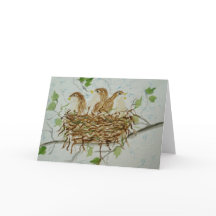3 Baby Birds Blank Greeting Card
