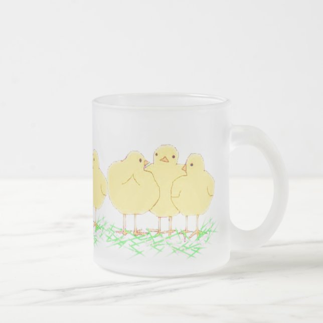 3 Baby Chicks (see-thru frosty mug) Frosted Glass Coffee Mug (Right)