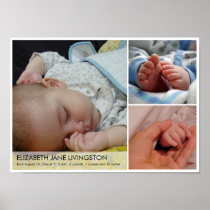 3 baby photo modern montage wall hanging art poster