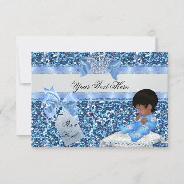 3 Baby Shower Boy Blue Little Prince Bunnies Invitation (Front)