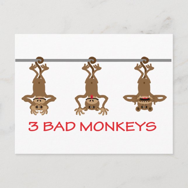 3 Bad monkeys Postcard (Front)
