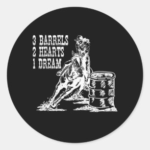 3 Barrels 2 Hearts 1 Dream Barrel Racing Classic Round Sticker